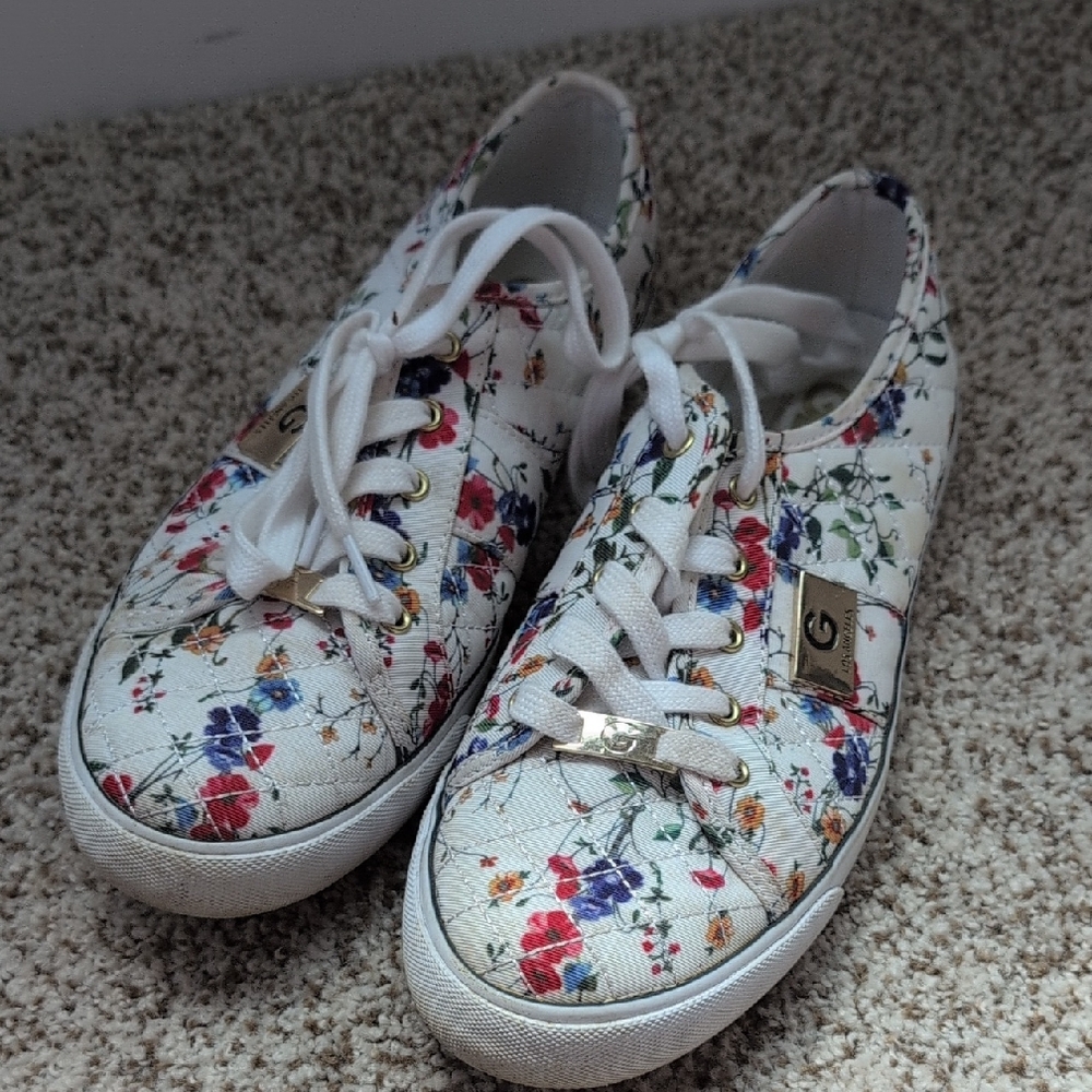 Guess Floral Canvas Sneakers with White Laces